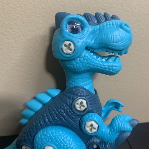 DINOSAUR WORLD TOY ASSEMBLY Take Apart STEM Toy Blue Velociraptor Movable 6" - Picture 2 of 7